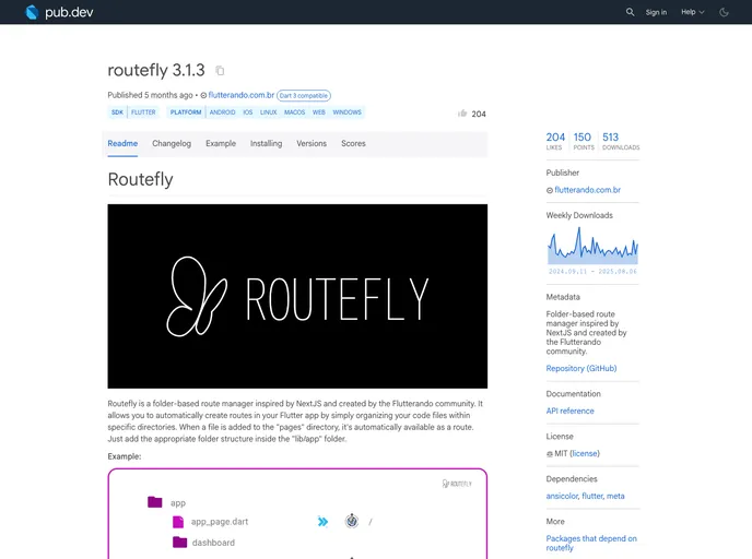 screenshot of Routefly