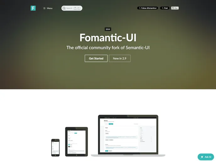 screenshot of Fomantic UI SASS