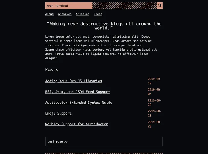 screenshot of Hugo Theme Arch Terminal