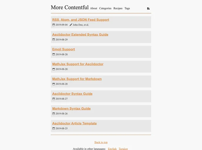 Hugo Theme More Contentful screenshot