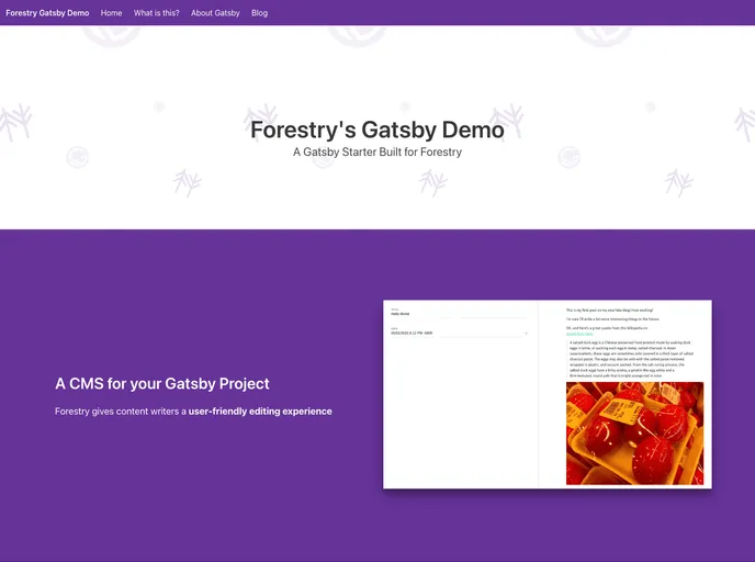 screenshot of Gatsby Starter Forestry