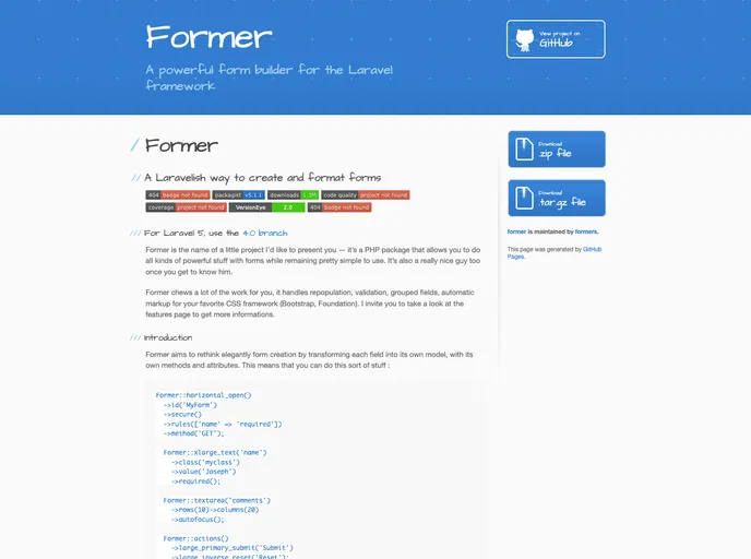 screenshot of Former