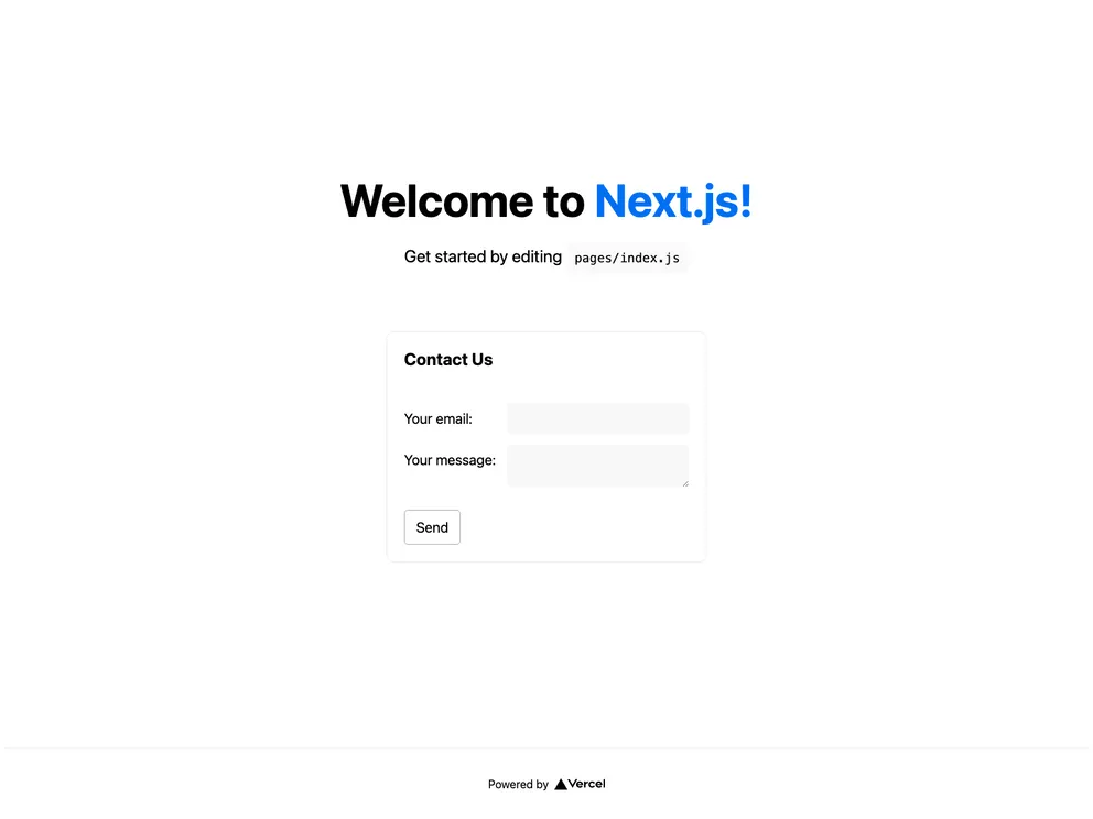 Formspree Example Next screenshot