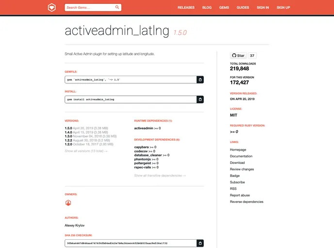 screenshot of Activeadmin Latlng
