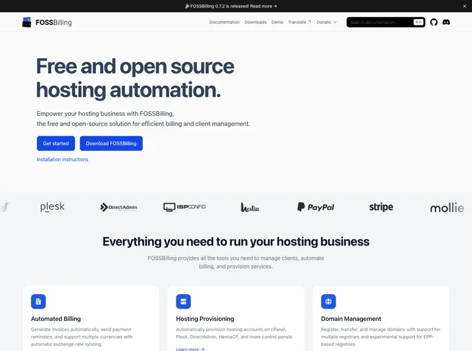 FOSSBilling screenshot