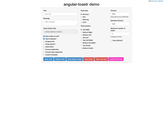 screenshot of Angular Toastr