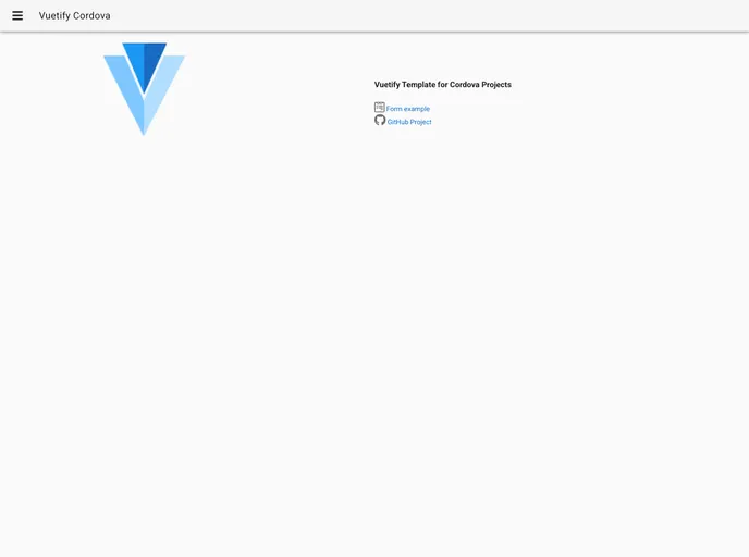 screenshot of Vuetify Cordova