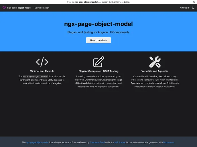 screenshot of Ngx Page Object Model