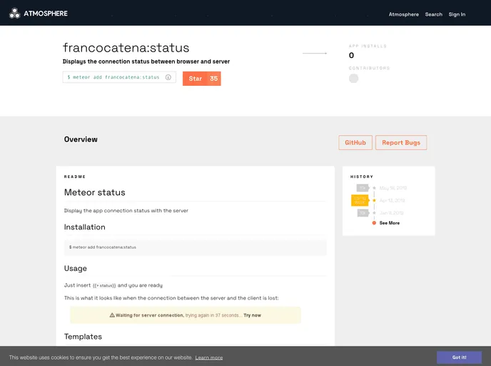 screenshot of Meteor Status