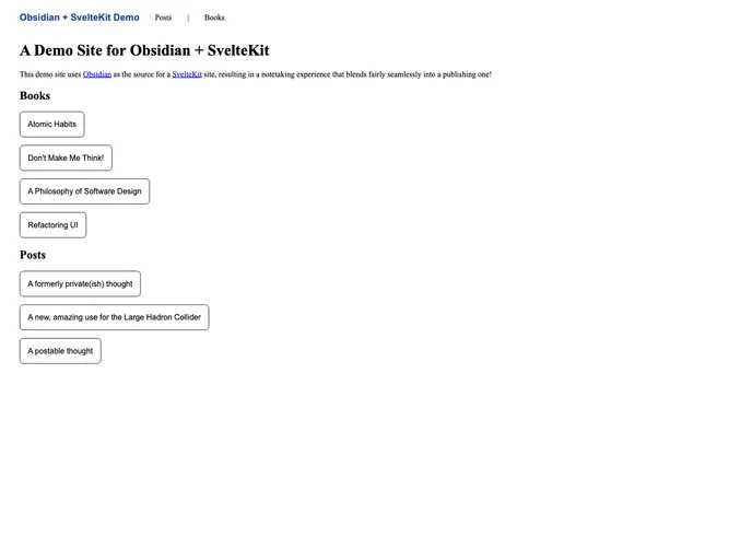 screenshot of Obsidian Sveltekit Blog