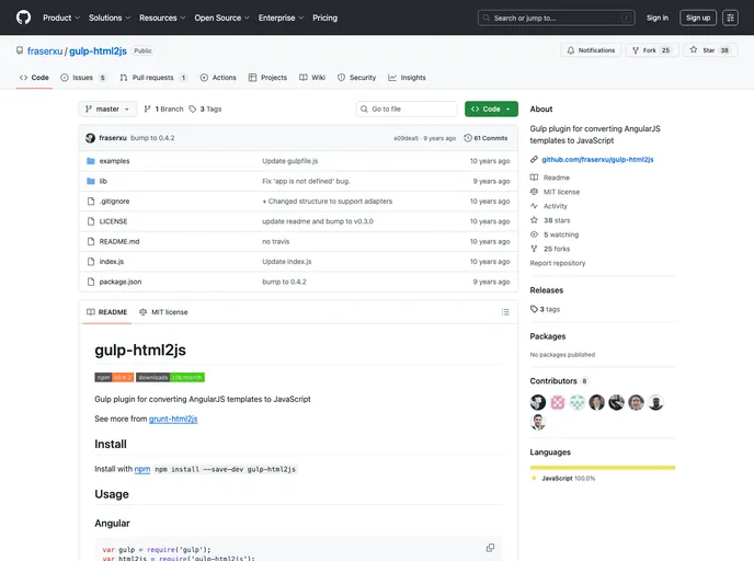 screenshot of Gulp Html2js