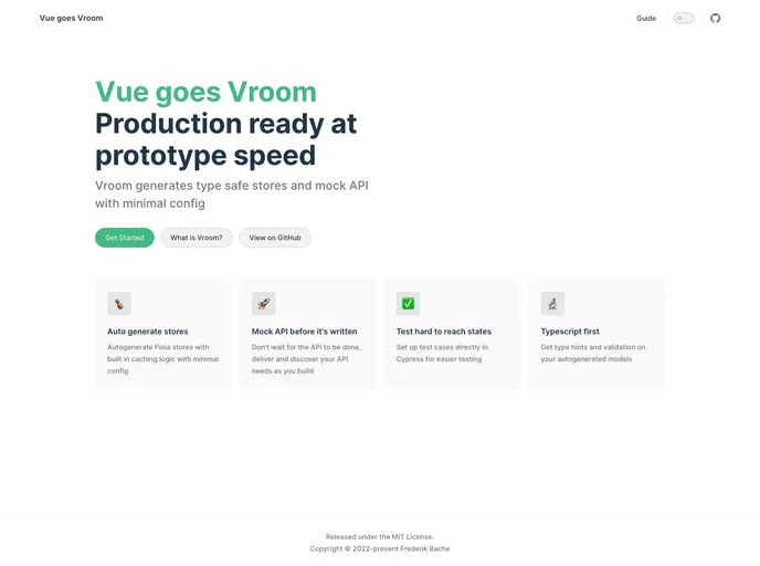 screenshot of Vue Vroom