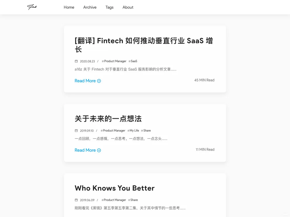 screenshot of Hugo Theme Refine