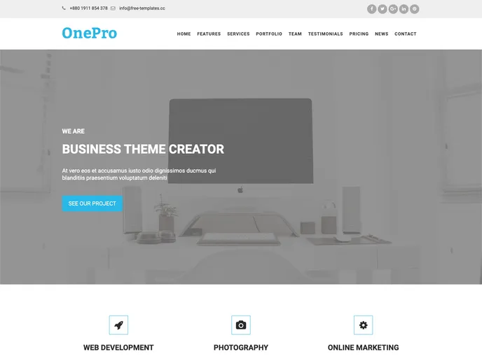 screenshot of OnePro Nextjs Starter Template