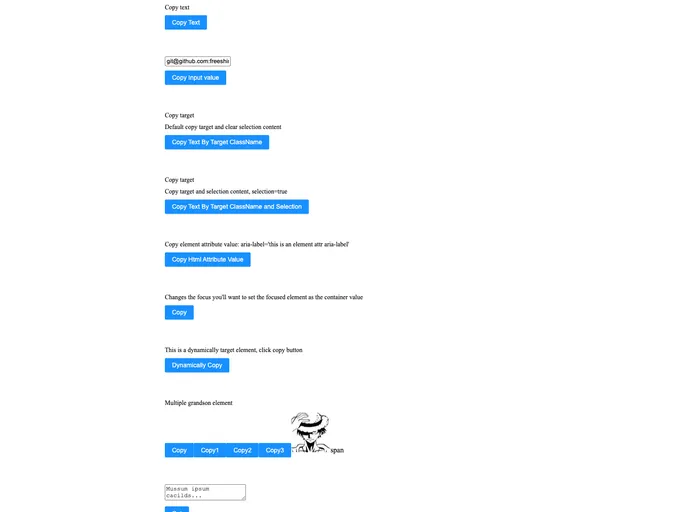 screenshot of React Clipboardjs Copy