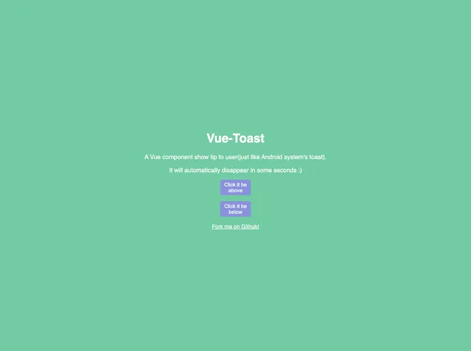screenshot of Vue Toast