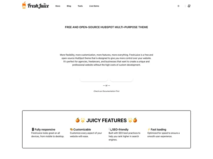 screenshot of Freshjuice Hubspot Theme