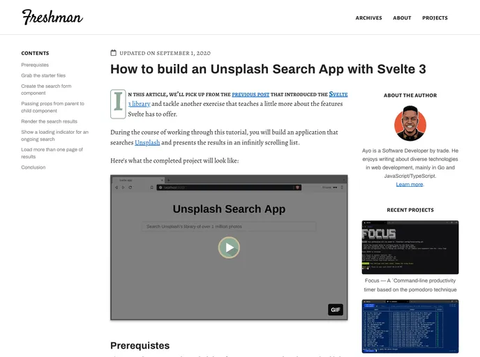 screenshot of Unsplash Search Starter Files