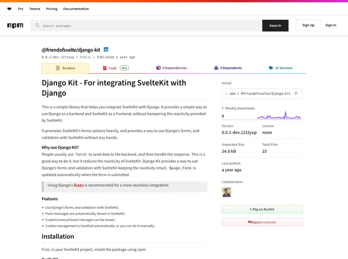 screenshot of Django Kit