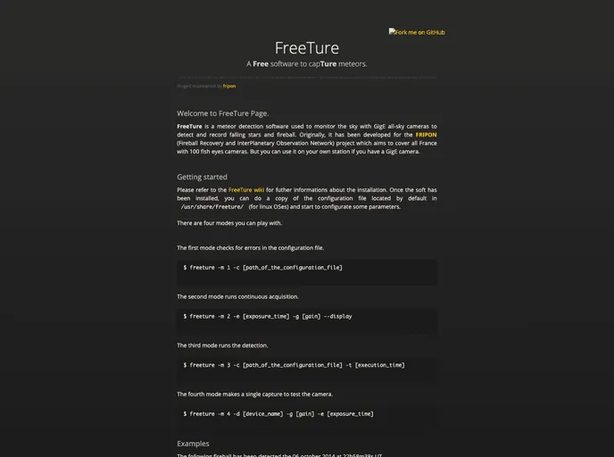 screenshot of Freeture