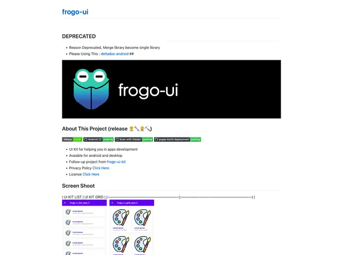 screenshot of Frogo UI