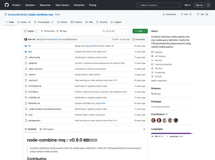 screenshot of Gulp Combine Mq