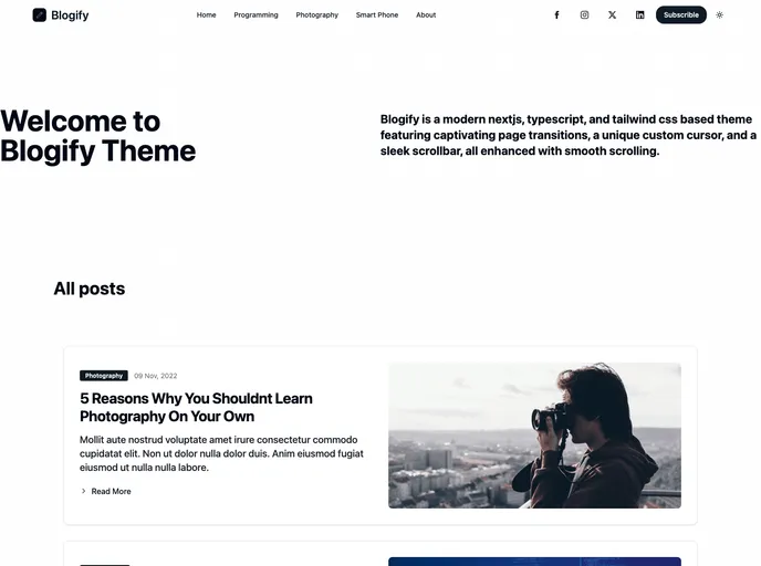 screenshot of Blogify