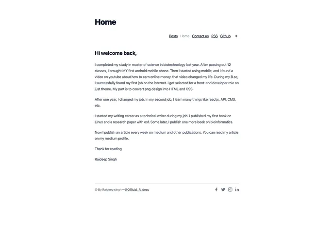 screenshot of Nextra Blog