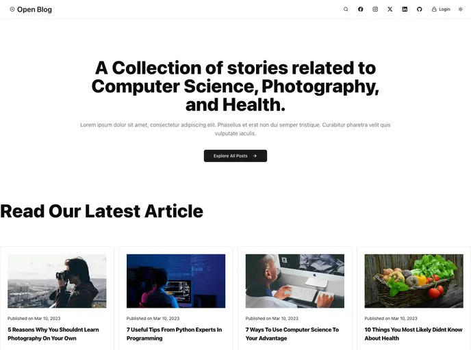 screenshot of Open Blog