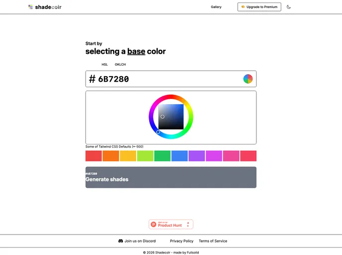 Tailwindshades screenshot