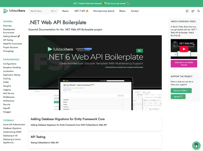 screenshot of Dotnet Starter Kit