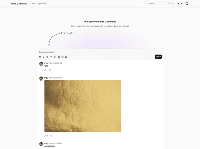 Fuma Comment screenshot
