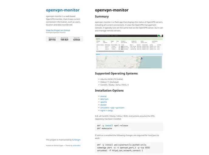 screenshot of Openvpn Monitor