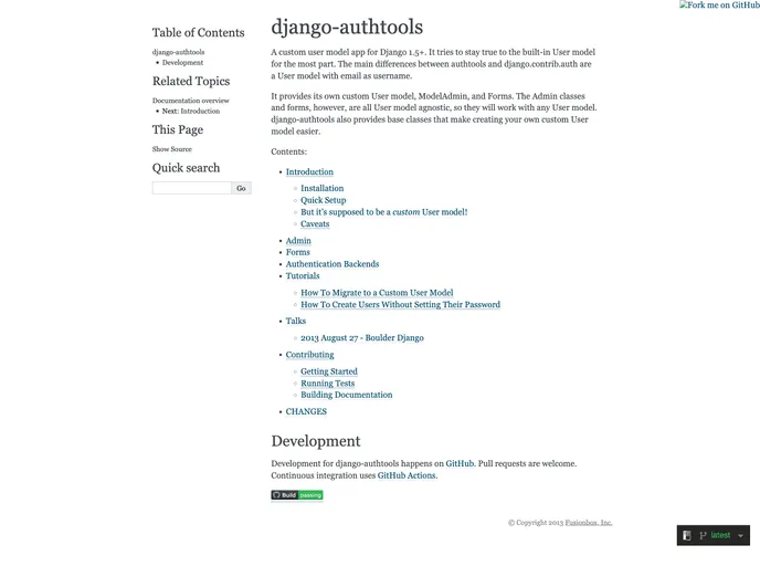 screenshot of Django Authtools
