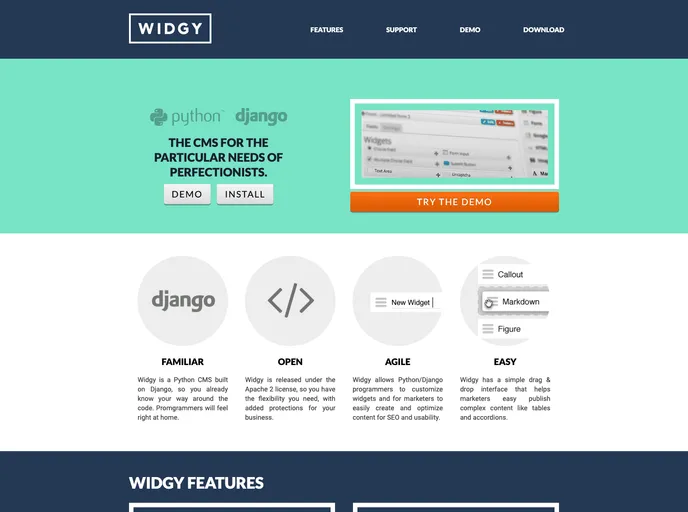 screenshot of Django Widgy