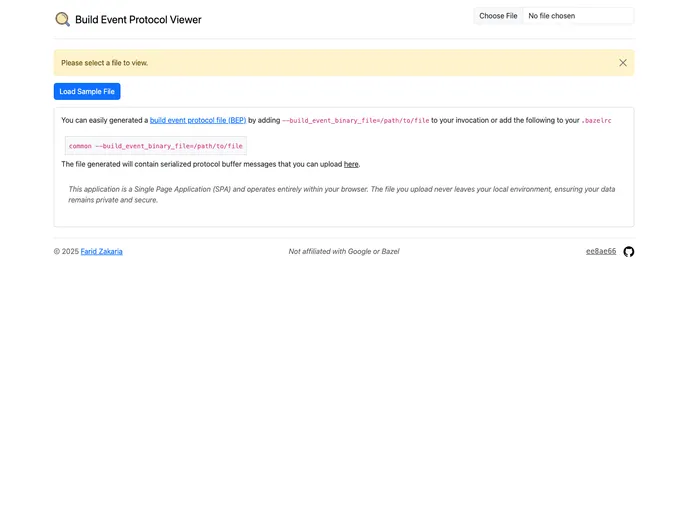 screenshot of Build Event Protocol Viewer