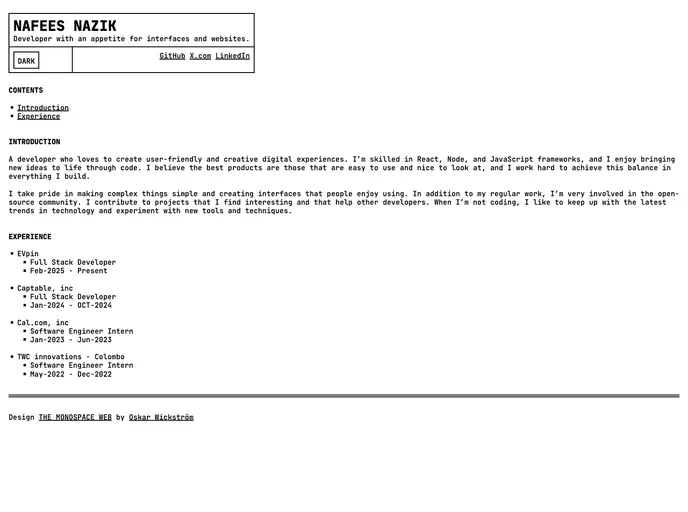 screenshot of Personal Site