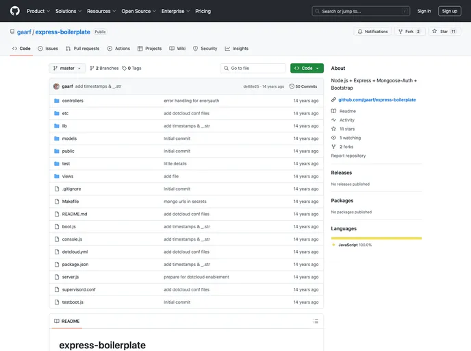 screenshot of Express Boilerplate