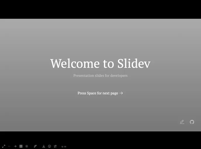 screenshot of Slidev