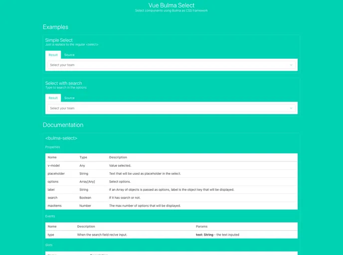 Vue Bulma Select screenshot