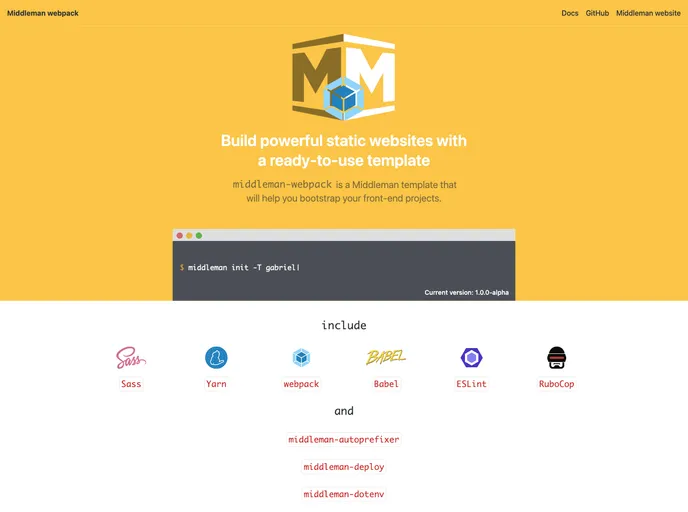 screenshot of Middleman Webpack