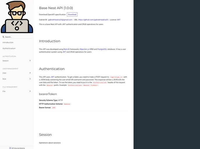 screenshot of Base Nest Api