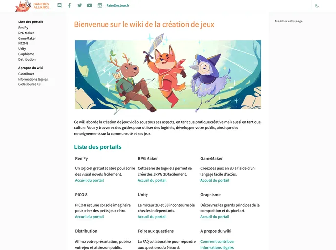 screenshot of Wiki.gamedevalliance.fr