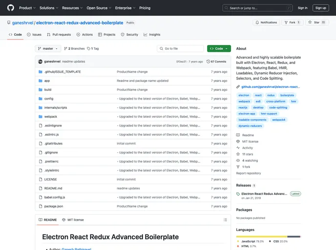 screenshot of Electron React Redux Advanced Boilerplate