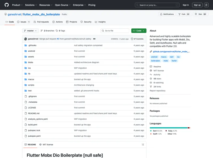 screenshot of Flutter_mobx_dio_boilerplate