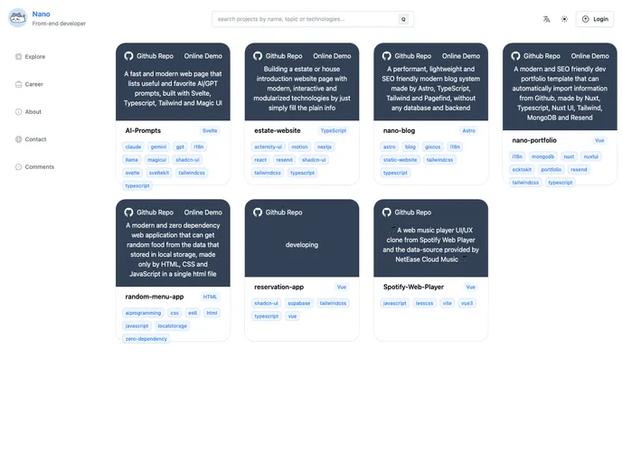 screenshot of Nano Portfolio