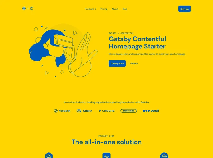 screenshot of Gatsby Starter Contentful Homepage Ts