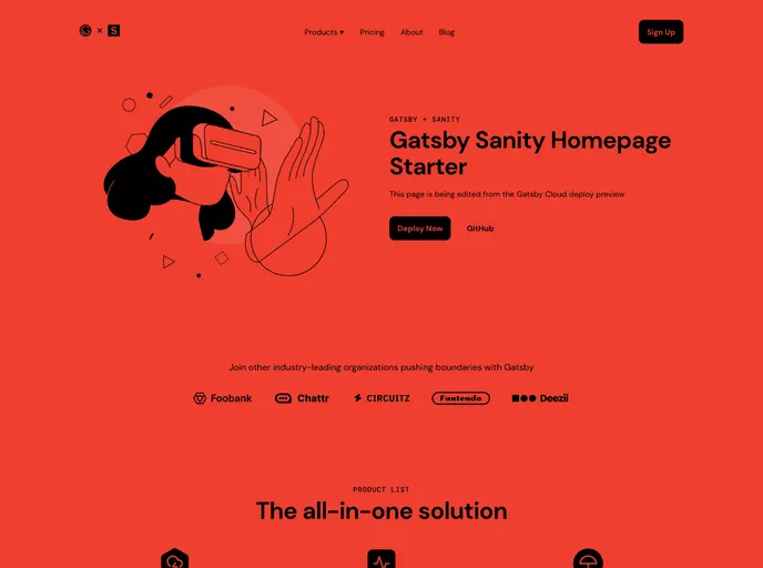 screenshot of Gatsby Starter Sanity Homepage