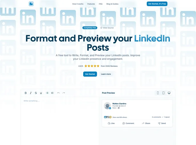 screenshot of Linkedinpreview.com