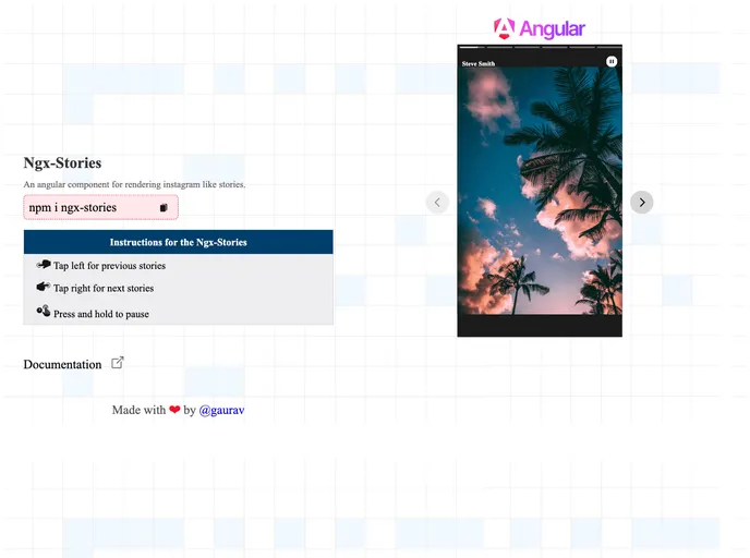 screenshot of Ngx Stories